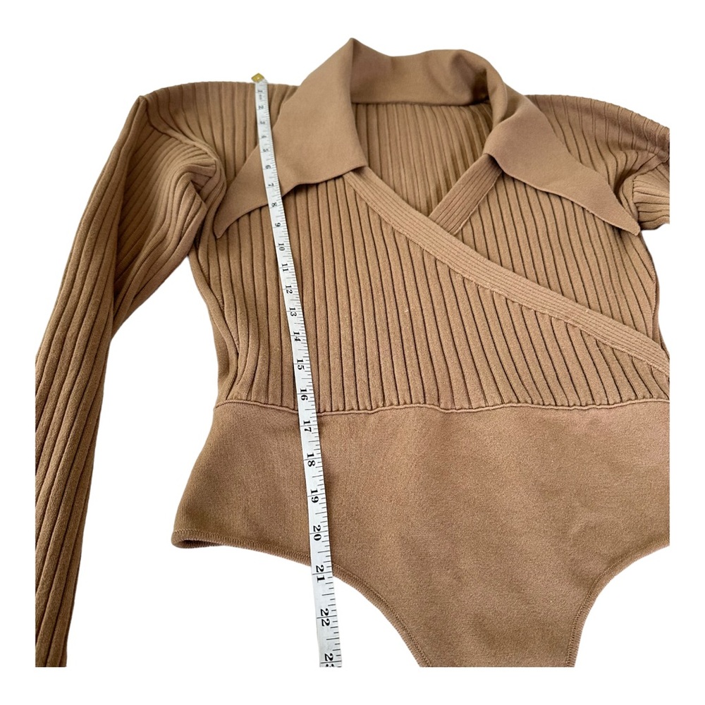 KHAITE Tan Ribbed Bodysuit - Picture 6 of 11